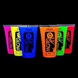 UV Glow Blacklight Face and Body Paint 1.7oz - Set of 6 Tubes - Neon Fluorescent