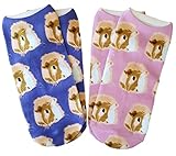 Two Pairs Pink and Corn Blue Guinea Pig Face Ankle