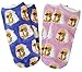 Two Pairs of Guinea Pig Face Ankle Socks by Piggies Choice (Corn Blue / Pink)