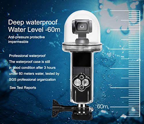 Efaster Sports Camera Waterproof Housing Case Protective Cover,Protective Underwater Diving Shell 60 Meters Waterproof Housing Case for DJI OSMO Pocket Camera (Clear)