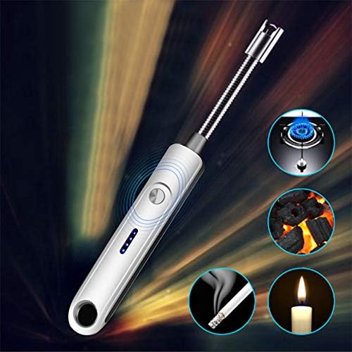 KerKoor Candle Lighter Rechargeable Arc Lighter Electric Lighter, Flameless Lighter,USB Windproof Flexible Lighter for Home Kitchen Stovetop BBQ Camping Fireworks, No Spark & Smell (Silver)