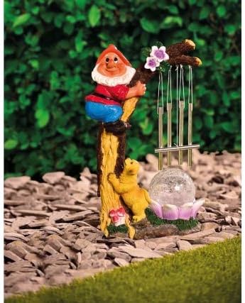 Thornton Beautiful Solar Light Gnome Crackle ball Wind chime - Orange Hat