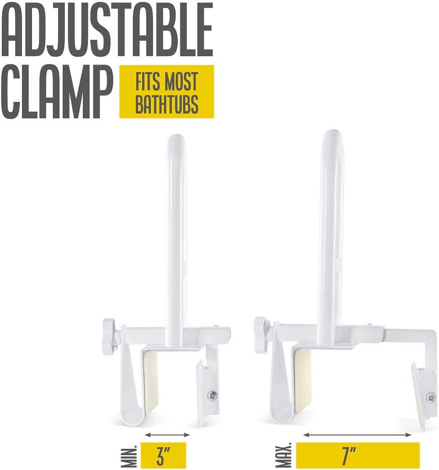 Bathtub Safety Rail - Adjustable Tub Grab Bar, Heavy Duty - Bathtub Grab Bars Great Gift For Elderly, After Surgery Etc. - Clamp Rail On Bath Support - Easy In And Out Of The Bathtub - By Medical king: Health & Personal Care