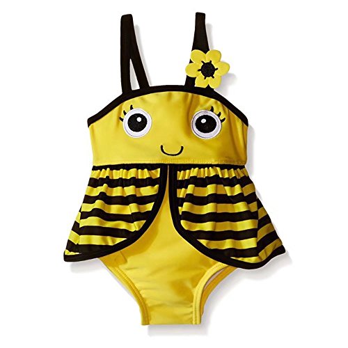 Little Girls Baby Girls One-Piece Swimsuit Cute Bee Skirt Swimsuit (2-3Years) - Thumbnail 7