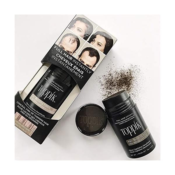 TOPPIK-Toppik-Hair-Building-Fibers Toppik Hair Building Fibres Powder, Medium Brown, 27.5g Bottle - for A Thicker-looking Hairline, Crown and Beard…