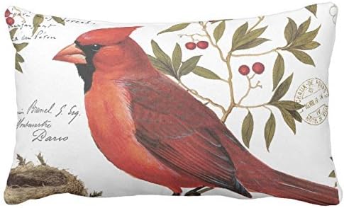 12 x 20 Inches Modern Vintage Winter Cardinal Lumbar Throw Pillow Case Square Home Decorative Wedding Cushion Cover For Sofa Mother’s Day Gifts New Year's Day Gifts Valentine's Day Gifts