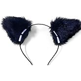Sheicon Neko Cat Ears Headband Kitty Ear Hair Clip Headwear For Cosplay Costume Halloween Party Fancy Dress Color Black