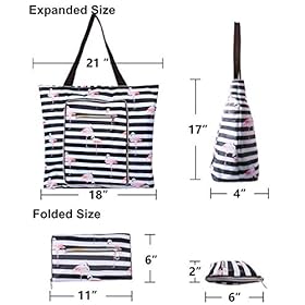 2 In 1 Foldable Large Waterproof Tote Bag with Zipper for Beach, Travel, Gym and Swim 51qlsMTCFFL