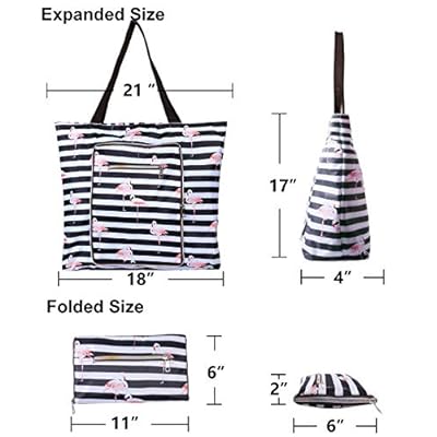 2 In 1 Foldable Large Waterproof Tote Bag with Zipper for Beach, Travel, Gym and Swim 51qlsMTCFFL