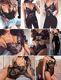 Avidlove - Mini Body de encaje para mujer, diseño de lencería de pescado, color azul oscuro