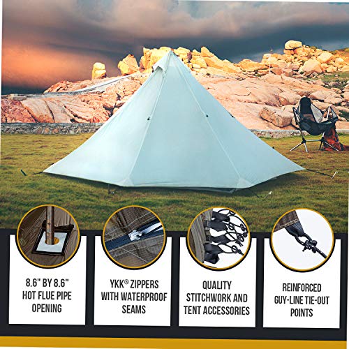 OneTigris | Black Orca Chimney Tipi Zelt mit Herd Loch, 2 Personen Smokey Hut Zelt für Trekking Camping Outdoor… – Bild 5