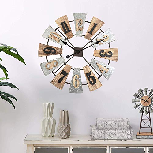 MODE-HOME-Galvanized-Windmill-Table-Clock-on-Stand-Vintage-Desk-Clock-Decorative-Farmhouse-Kitchen-Clock-Mantle-Clock