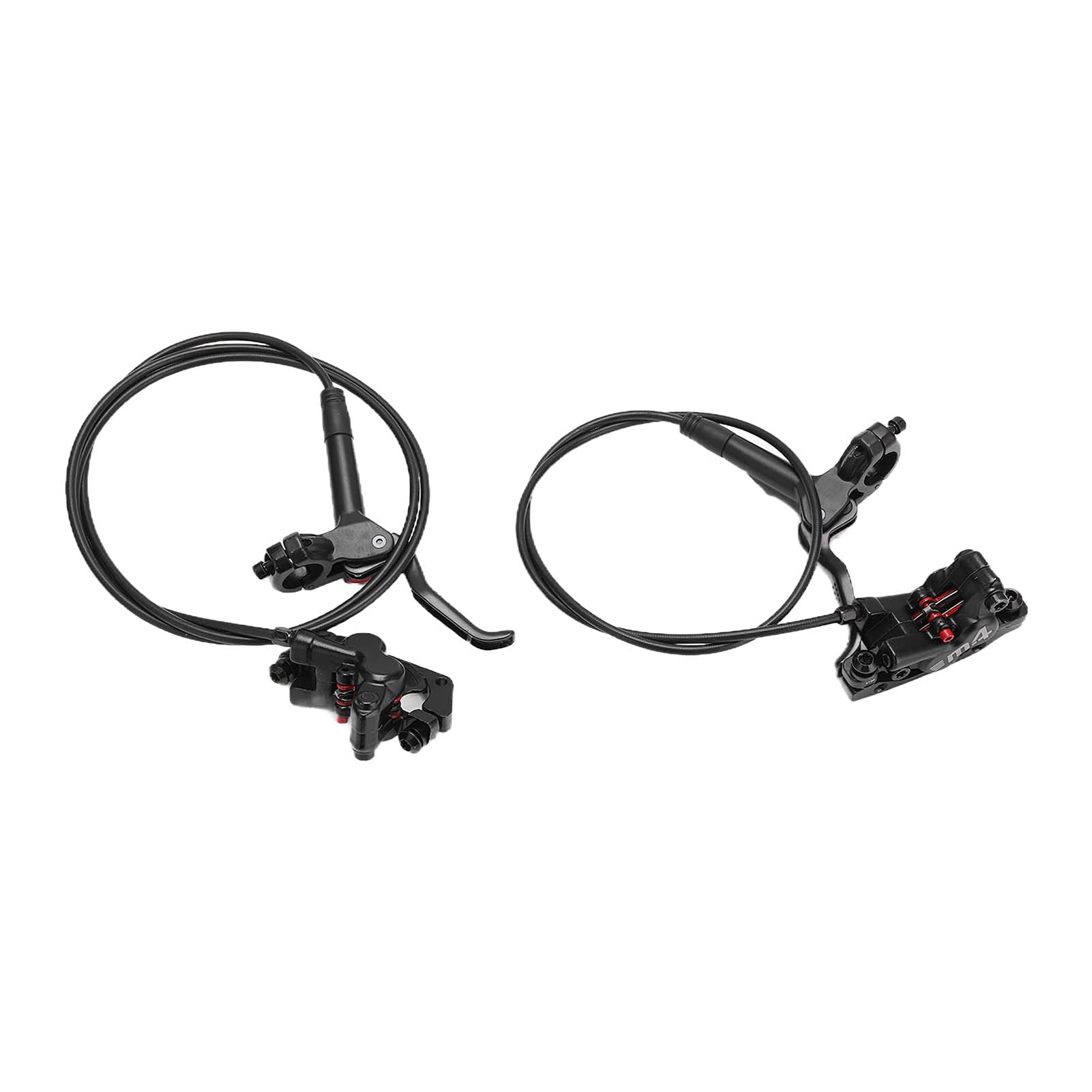01 02 015 Hydraulic Bike Brakes, Universal Fitness Integrated Cylinder Dual Braking 4 Piston Improve Performance Bike Disc Brake Set for MTB Bicycle