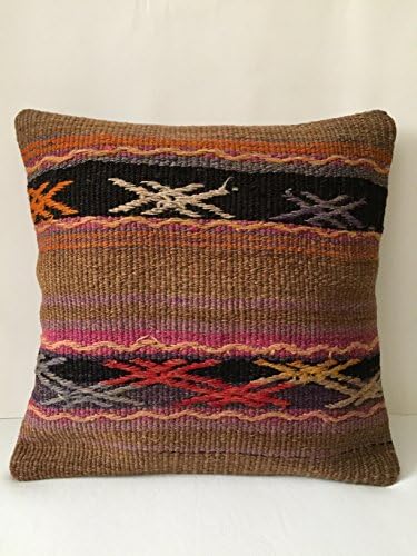 Kilim Pillow 16'' x 16'' Anatolian Turkish Cushion Cover (40cm x 40cm), sofa pillow, couch pillow, embroidered, handmade, kilim rug,