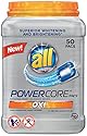 all Powercore Pacs Laundry Detergent with OXI Stain Removers and Whiteners, Tub, 50 Count