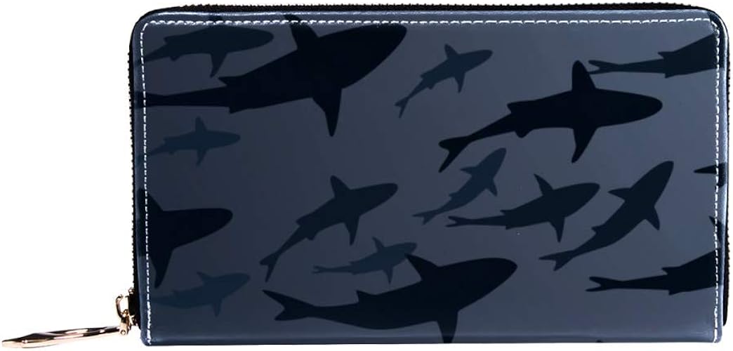 Amazon Royallove 長財布 メンズ レディース 財布 Puレザー 小銭入れ お札入れ カード入れ 多機能 ウォレット サメ シルエット Royallove 財布
