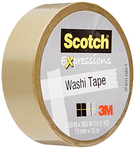 Scotch Expressions Washi Tape, 0.59 x 393 Inches, Gold (MMMC314GLD)