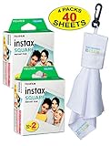 Fujifilm Instax Square Instant Film - 40 Exposures - for use with The Fujifilm instax Square Instant Camera with ElectronicsClub Microfiber Cloth