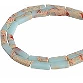 4x13mm Natural Stone Azure Imperial Jasper Rectangular Column Tube Cylinder Spacer Loose Beads Gemstone for DIY Bracelets Necklace Jewelry Making Strand 15 Inch (28-30pcs)