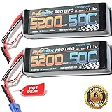 PowerHobby 3S 11.1V 5200mAh 50C Lipo Battery 2 Pack w EC5 Plug 3-Cell (2) Fits Vaterra ECX ProBoat Losi
