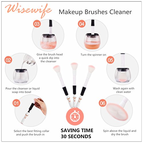 Makeup Brushes Cleaner Dryer - Clean All Cosmetic Brush Sizes Avoid Facial Breakouts Automatic Spinner Cleanser Cleaning Bacteria Oil and Dirt in 30 Seconds (Black)