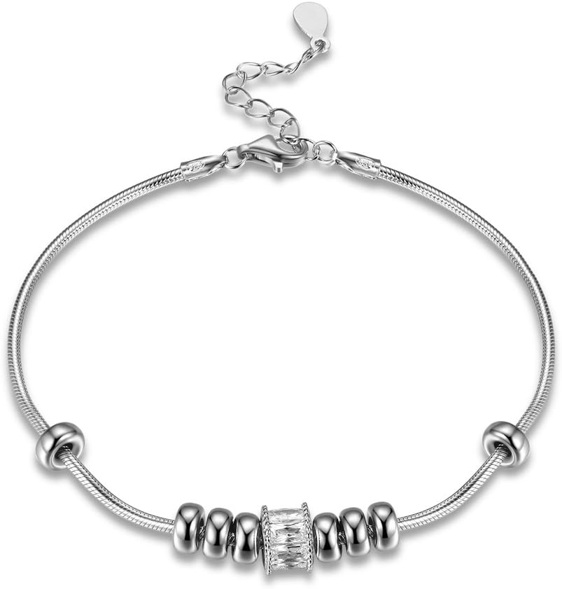 HOX Fashion Sterling Silver Snake Bone Zircon Bracelet, Platinum