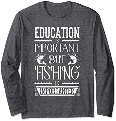 Unisex Fishing Is Importanter Long Sleeve T Shirt- Funny Fisherman 2XL Dark Heather