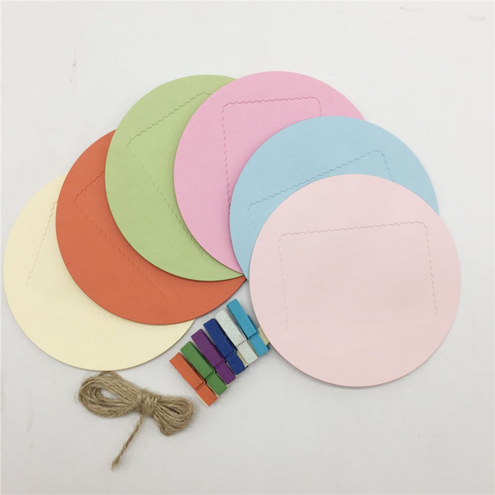 Instax Photo Frame, 2x3” Decor Hang Paper Photo Frame for Fujifilm Instax mini 8,7S,25,50S,90 Instant Camera Films, Polaroid Photo Frame (Creative Circle,6 Pcs)