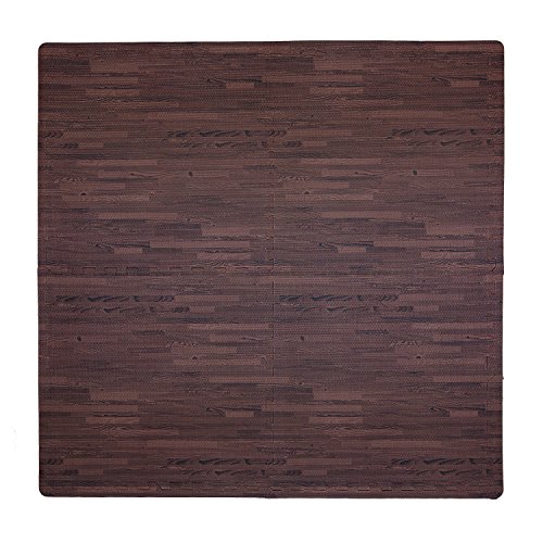 Tadpoles Soft EVA Foam 4 Piece Playmat Set, Wood Print, Cherry, 50x50