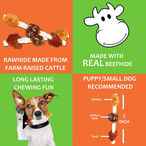 MON2SUN Dog Rawhide Wrapped Twist Kabob Chicken Duck Chicken Liver