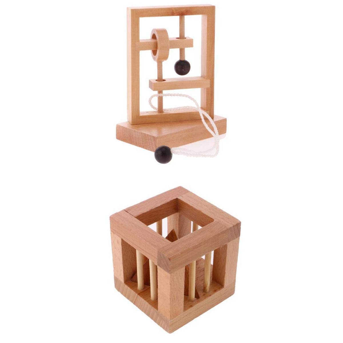 Brain Teaser 2x Wood Intelligence Toy Kong Ming Lock Chinese Brain