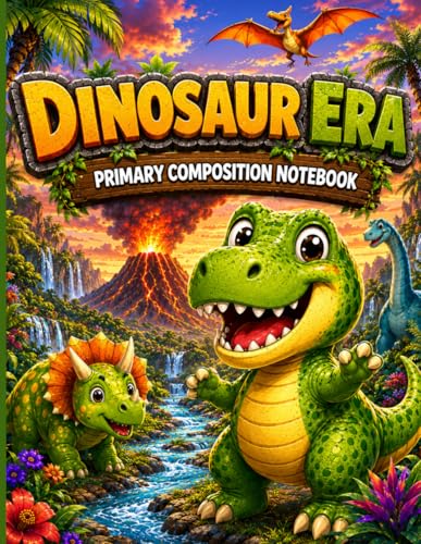 dinousaur era primary composition notebook: beautiful composition notebook for…