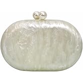 PENGZHI Women Puff Acrylic Clutch Purse Glitter Marble Acrylic Handbag Unique Evening Bag Chain Shoulder Bag for Party Prom