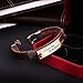 UHIBROS Stainless Steel Leather Bracelet, Men's Leather Rope Wrist Bracelet 8.3 Inch (Grey)