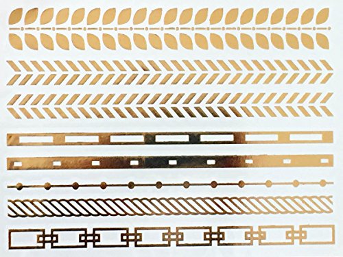 Modern Boho 5 Sheets Metallic Tattoos Flash, Gold/Silver, Tribal Collection - Thumbnail 4