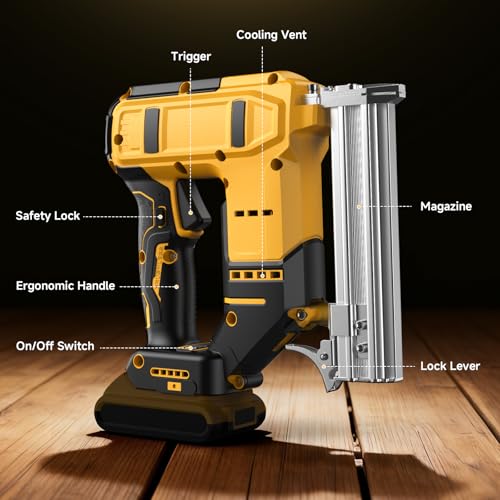 Cordless 18GA 2-in-1 Nail Gun & Staple Gun, Compatible with Dewalt 20V Max Battery (No Battery), Electric Brad Nailer & Stapler Battery Powered with 1200 Nails & Staples for DIY, Woodworking