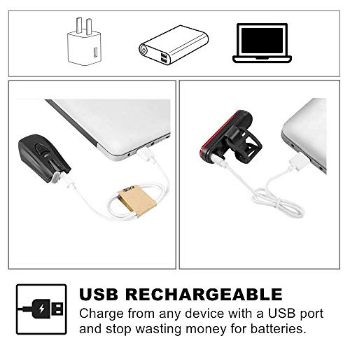 image for LED Bike Lights Set -OBDKCAN USB Rechargeable 300LM Waterproof Front H