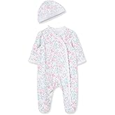 Little Me Clothes for Baby Girls' 100% Cotton Scratch-Free Tag Footie Sleeper, Preemie to 9 Months