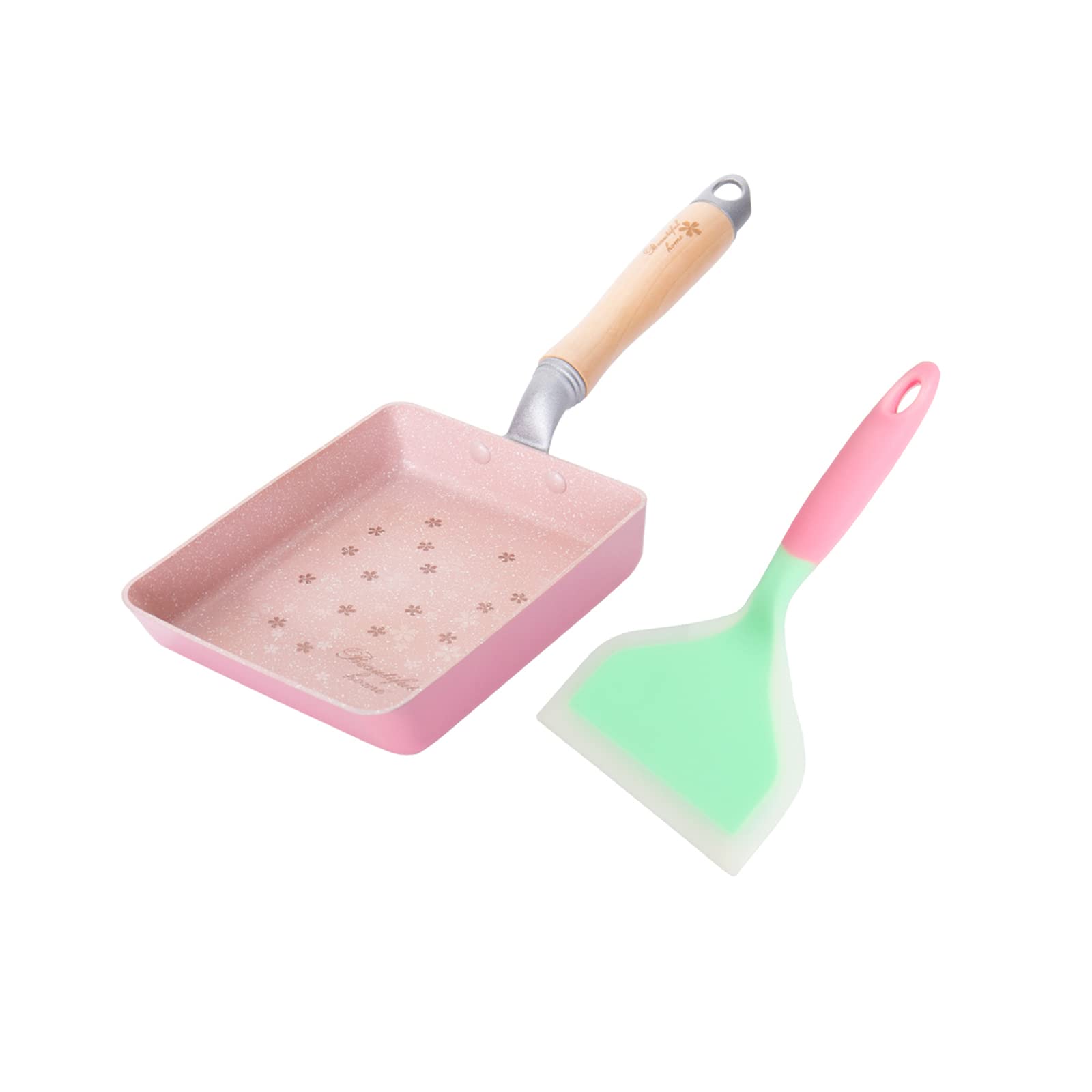 SLHP Mini Fry Pan Japanese Omelette Pan Tamagoyaki Pan, Aluminum Non-Stick Pot with Wooden Handle