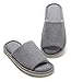 FEET FEEL Men's Cowboy Canvas Slip-on Slippers Non-slip Sandal Moisture Wicking House Slippers Grey