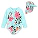 HUANQIUE Baby/Toddler Girl Swimsuit Rashguard Swimwear Long Sleeve One-Piece Aqua 6-12 Months