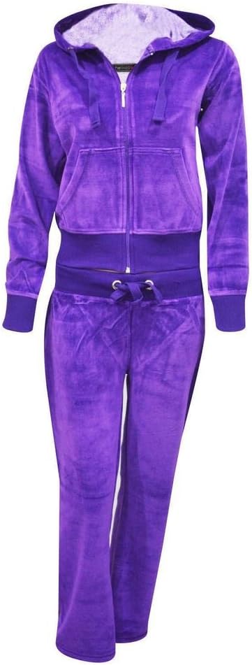 FASHIONCHIC Girls Kids Velour Plain Full Sleeve Hooded Tracksuit Payjama Jogging Top Bottom Suit Trousers Set Plus Size XL XXL XXL XXXXL 8 to 22 ** 12 Colors **