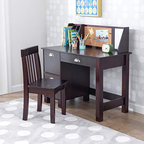 KidKraft Wooden Study Desk with Chair Espresso, Drawers, Extra