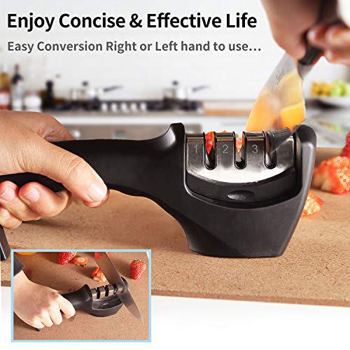 Chefavor Knife Sharpener - Professional 3 Stage Manual Sharpening Helps Repair, Restore and Polish Blades, Safe to Use for Kitchen Knives ...