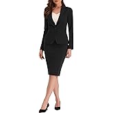 Allegra K Women's 2 Piece Suit Skirt Set Business Casual Outfits Long Sleeve Blazer and Pencil Skirt