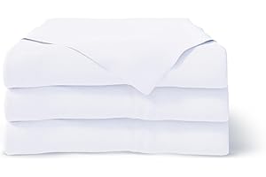 King Size Flat Sheets Only Pack of 3, White Cotton-Rich Hotel Quality White Flat Sheet, Luxury Feel, Wrinkle-Resistant, Soft & Silky Sateen Sheets For Hotel, Spas, Salons, Hospital -Grand Estate Hotel