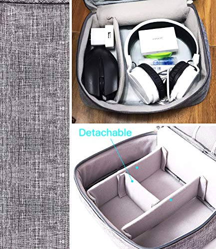 Hcfgs Electronic Organizer Travel Cable Organizer Universal Electronics Accessories Cases for USB Cable Cord, Flash Drive, Charger, Phone, Hard Drive, SD Card, iPad (Grey) - Thumbnail 6