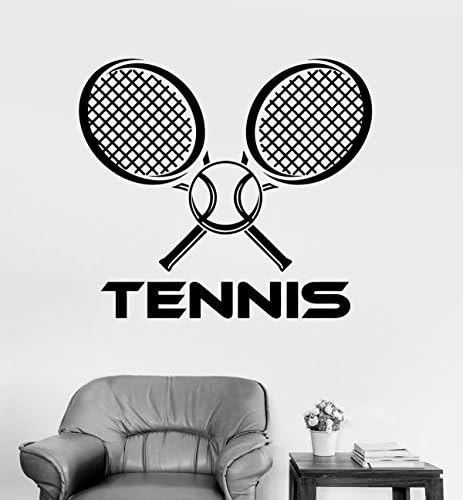 wonbye Tennis Racket Wall Stickers,Ball Sports Lettering Bedroom Living Room Art Decoration Mural Removable Vinyl Wall Decal Custom Color(23" Wx21 H)
