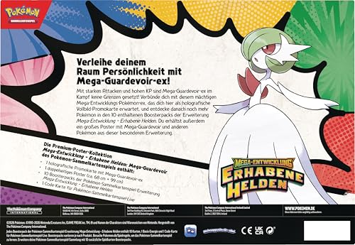 Pokémon-Sammelkartenspiel: Premium-Poster-Kollektion Mega-Entwicklung – Erhabene Helden: Mega-Guardevoir (1 holografische Promokarte, 1 doppelseitiges Poster und 10 Boosterpacks) 4