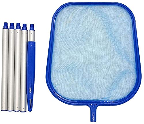 Tiardey Swimming pool skimmer,swimming pool cleaning hand net skimmer used to clean the swimming pool, garden pond,With 5 aluminum rods